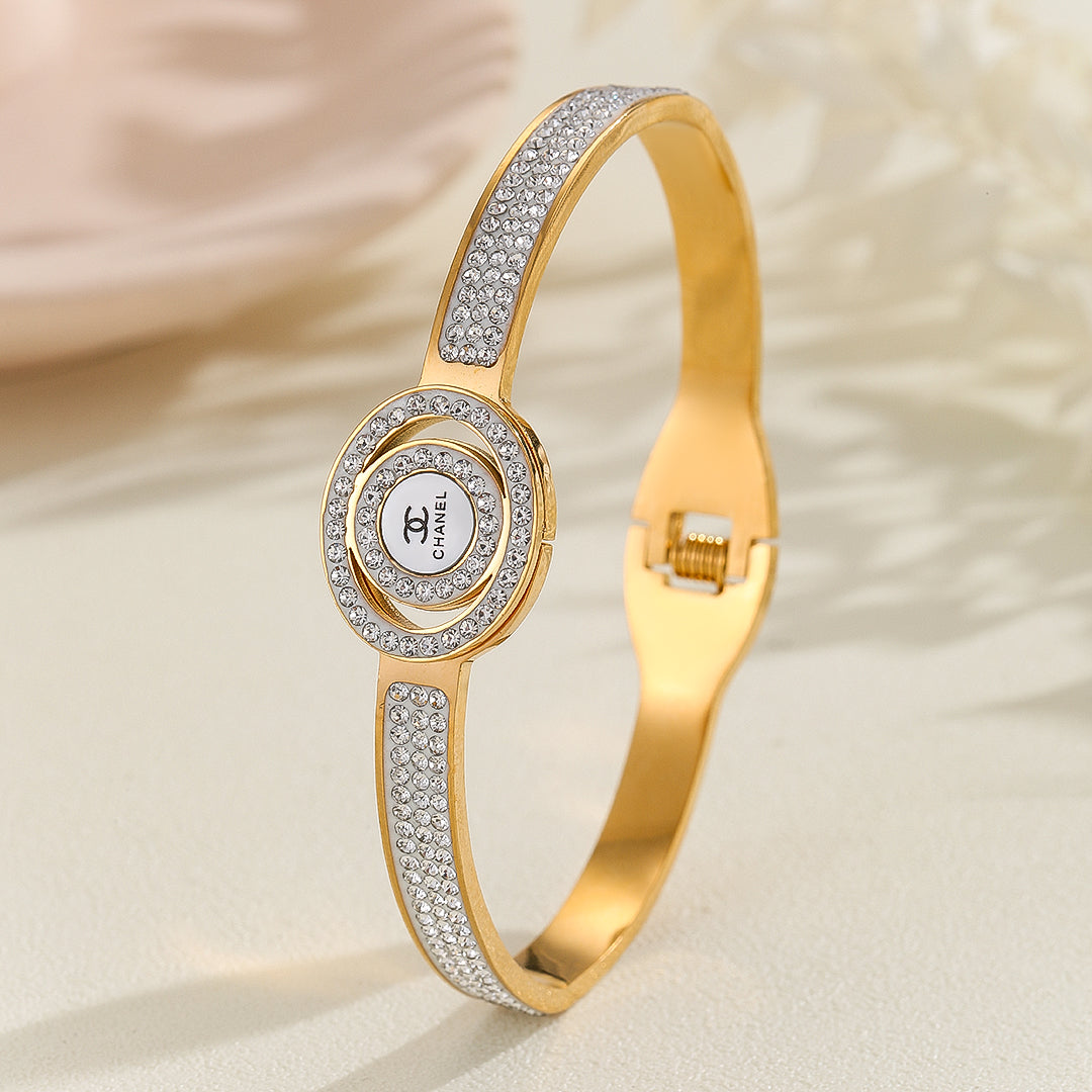 Makkafinds® Beautiful Gold Chanel Logo Bangle Bracelet