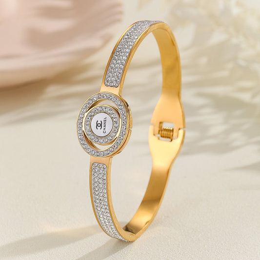 Makkafinds® Beautiful Gold Chanel Logo Bangle Bracelet