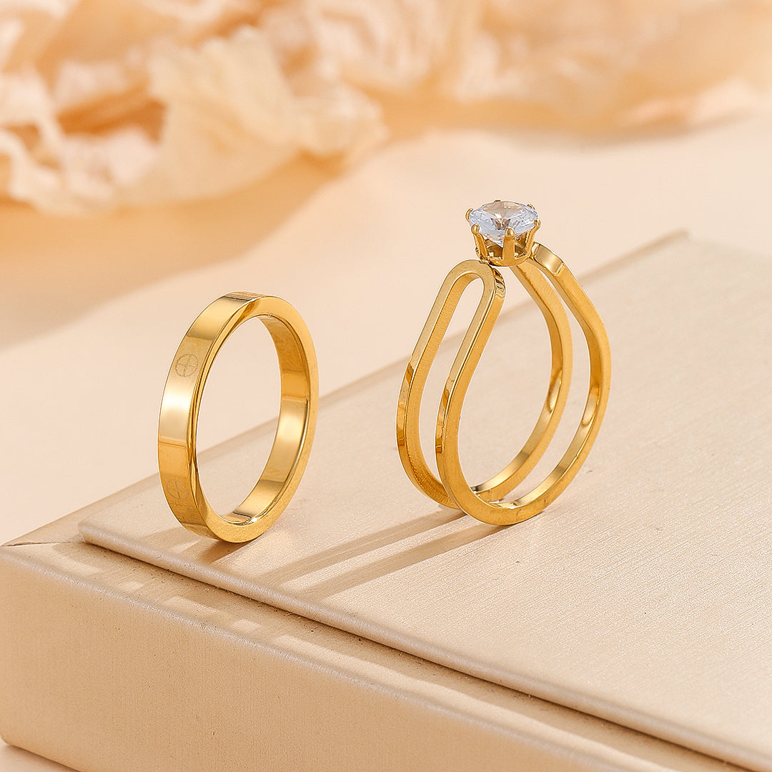 Makkafinds® Elegant Golden Dou Halo Ring