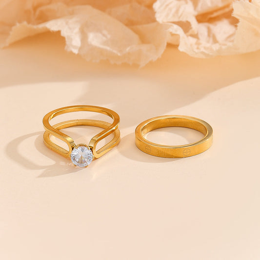 Makkafinds® Elegant Golden Dou Halo Ring
