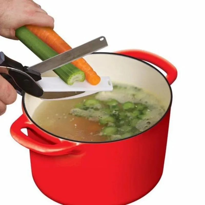 Makkafinds® 2 in 1 Salad Chopper Vegetable Cutter with Built-in Cutting Board Food Cutter Kitchen Scissors Cut Vegetables Cut Fruits