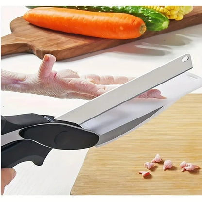 Makkafinds® 2 in 1 Salad Chopper Vegetable Cutter with Built-in Cutting Board Food Cutter Kitchen Scissors Cut Vegetables Cut Fruits