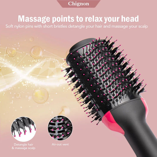 Makkafinds®Hot Air Brush Multi-Function HairDryer Straightener Curler CombOne Step Professional Salon Hai..