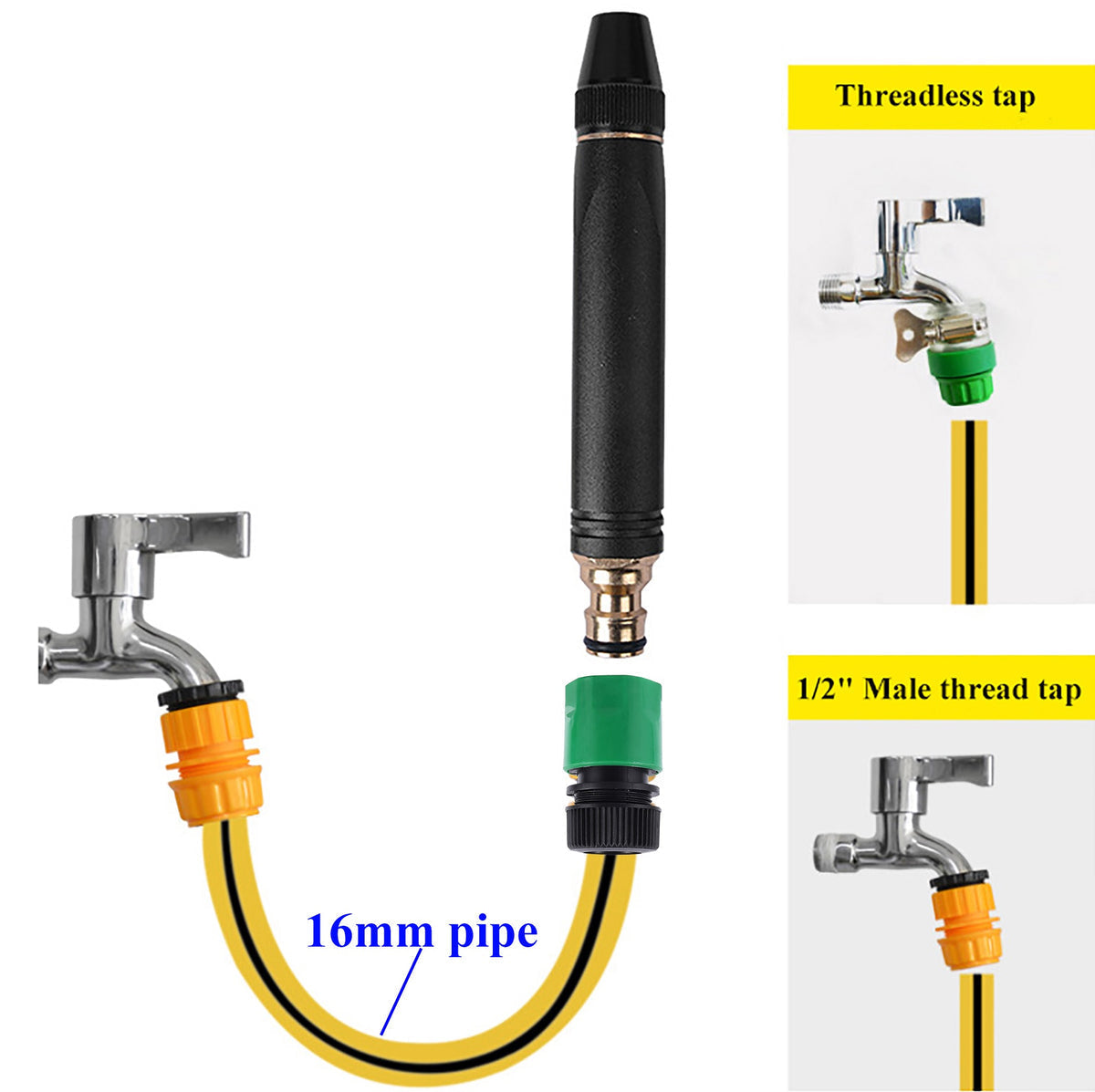 Makkafinds® Metal Body Black Nozzle - Cleans Effortlessly