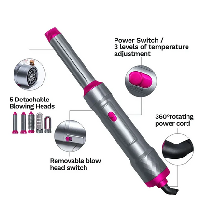 Makkafinds® 5 In 1 Hair Dryer Straightener And Curler