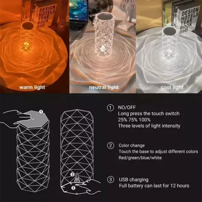 Makkafinds® Crystal Lamp Diamond Light Projector 16 Colors Touch & Remote Control