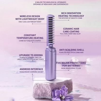 Makkafinds® Travel Comb Cordless Rechargeable Hair Straightener