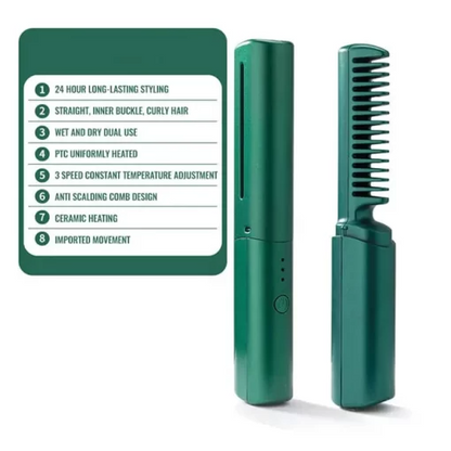 Makkafinds® Travel Comb Cordless Rechargeable Hair Straightener