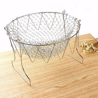 Makkafinds® Multipurpose Foldable Stainless Steel Fry Basket